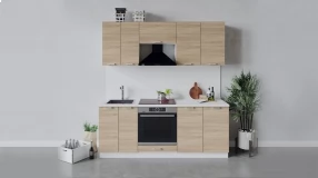 Кухонный гарнитур «Гранита» длиной 200 см со шкафом НБ (Белый/Дуб сонома)