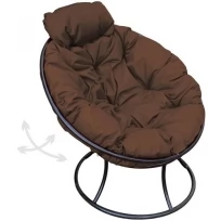 Кресло M-GROUP папасан пружинка мини без ротанга чёрное, коричневая подушка