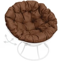 Кресло M-GROUP папасан пружинка без ротанга белое, коричневая подушка